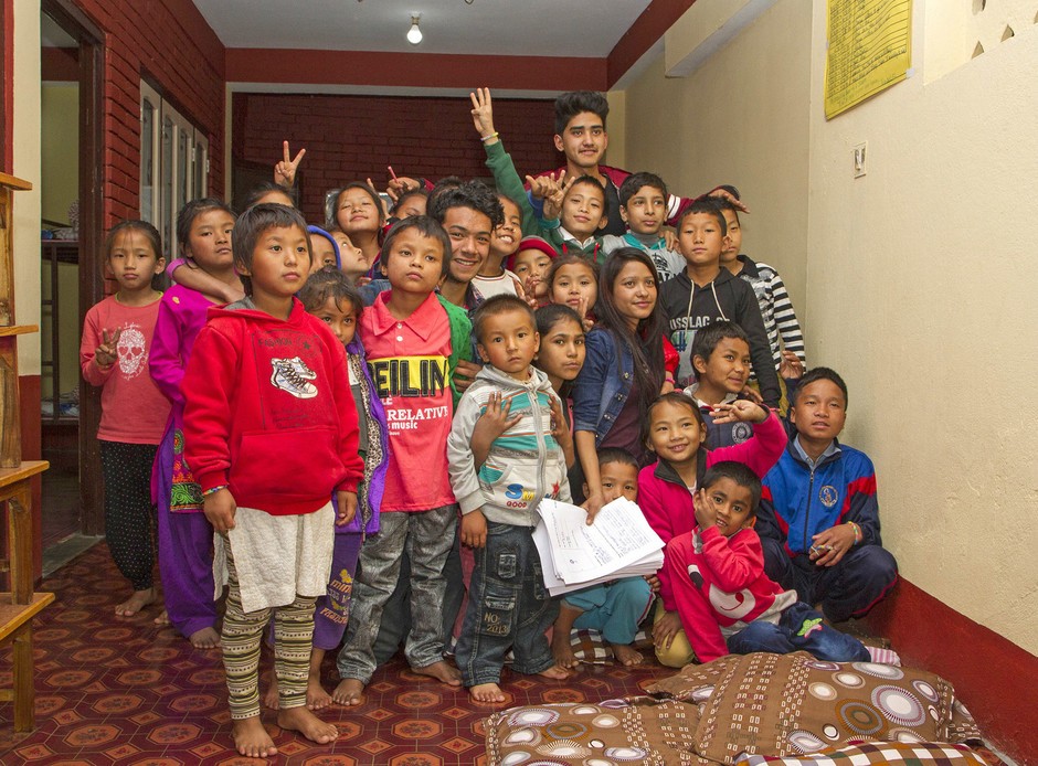 Nepalese sponsorkinderen in het Fatherhouse in Gorkha