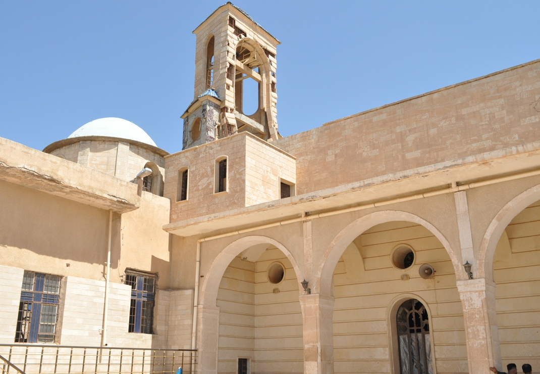 Een kerkgebouw in Qaraqosh