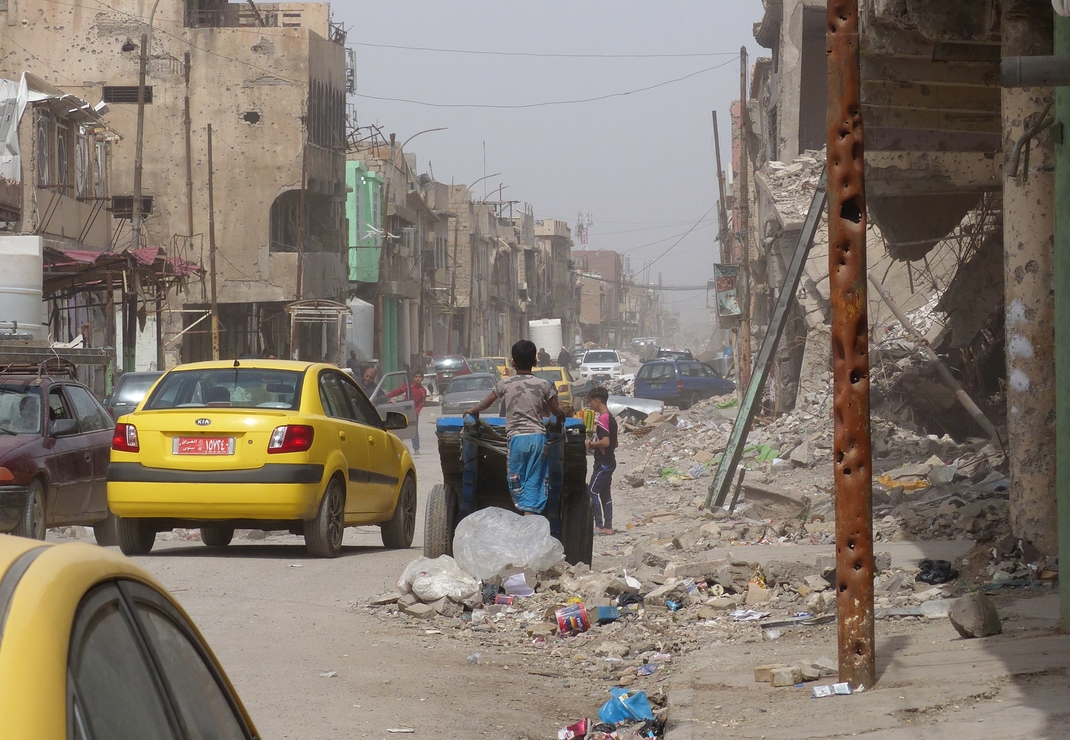 Straatbeeld van Mosul 