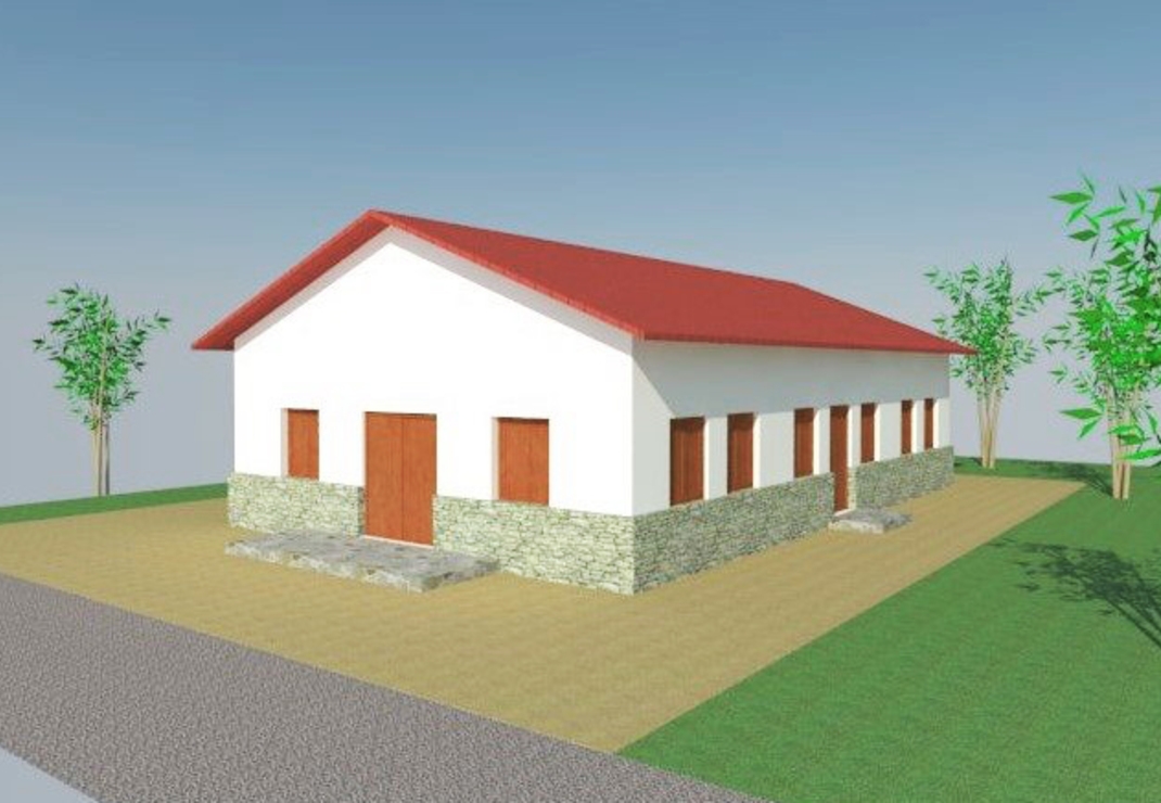 Een tekening van een te bouwen kerk