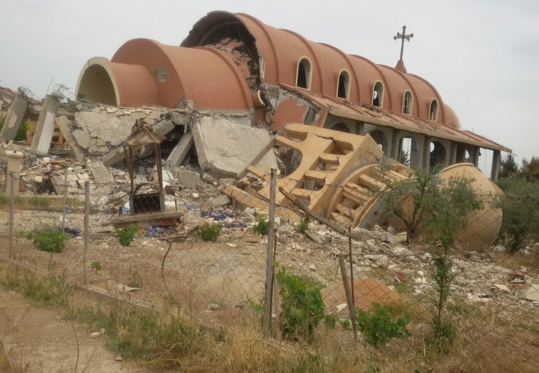 Verwoeste kerk in Syrië