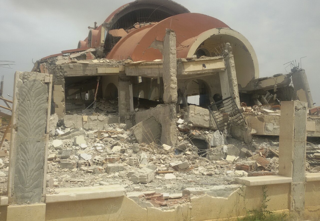 Verwoeste kerk in Syrië