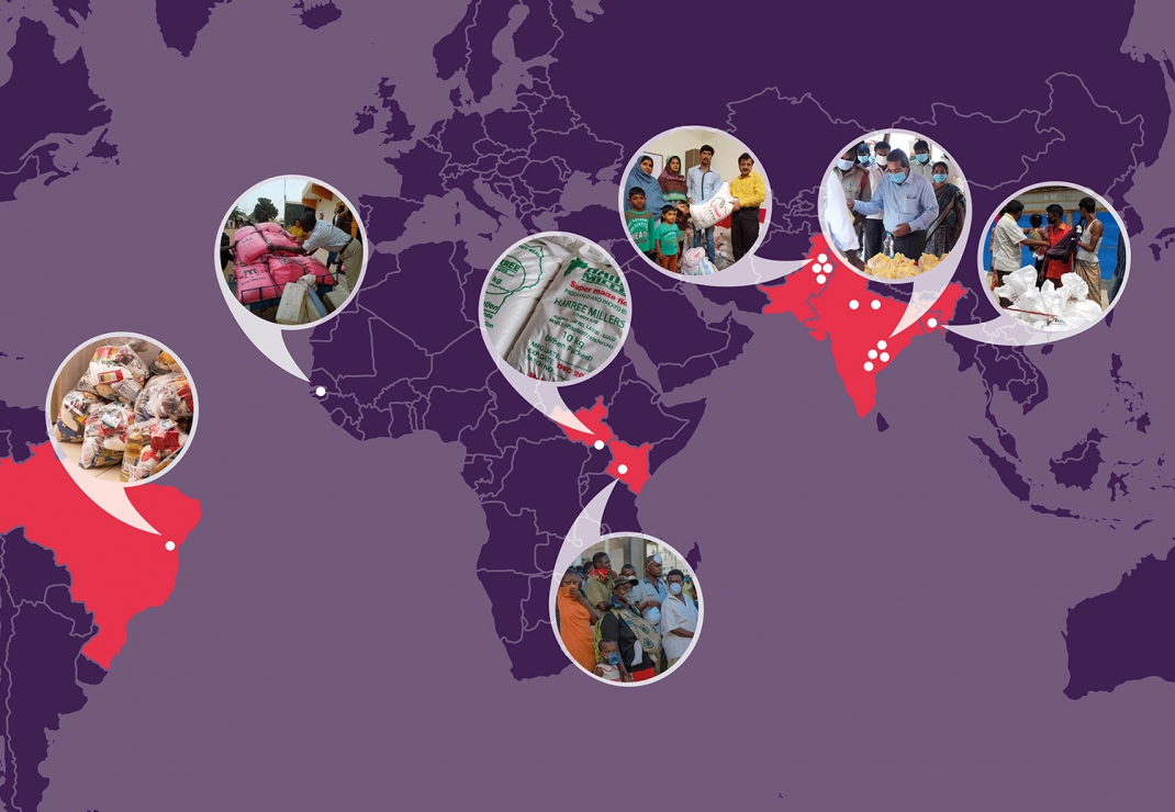 De voedselpakketten werden verspreid in Pakistan, India en Bangladesh, maar ook in Brazilië, Gambia, Zuid-Soedan en Kenia